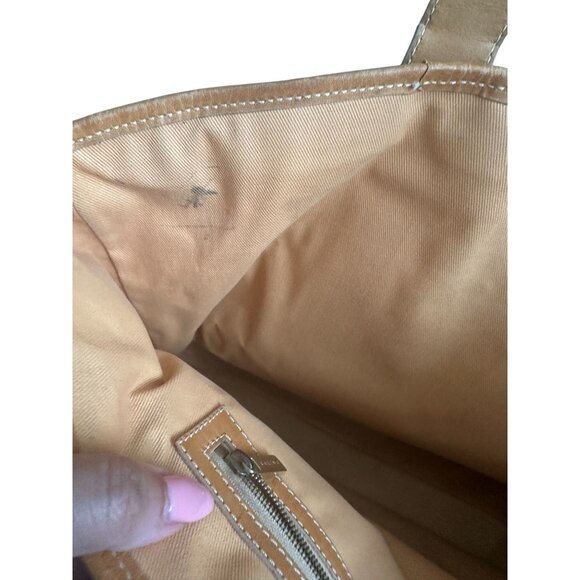 CELINE Vintage Tan Blue Macadam Tote Shoulder Bag - Picture 12 of 16